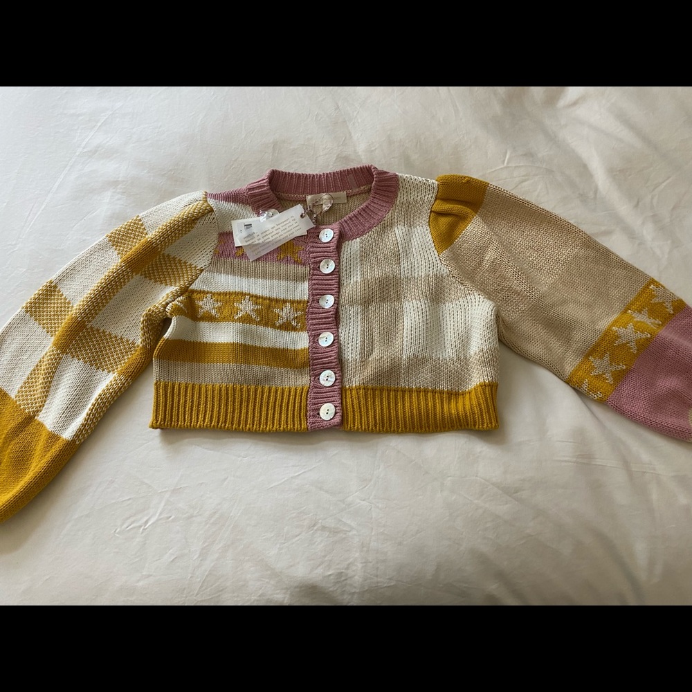 new loveshackfancy cropped sweater with tags small